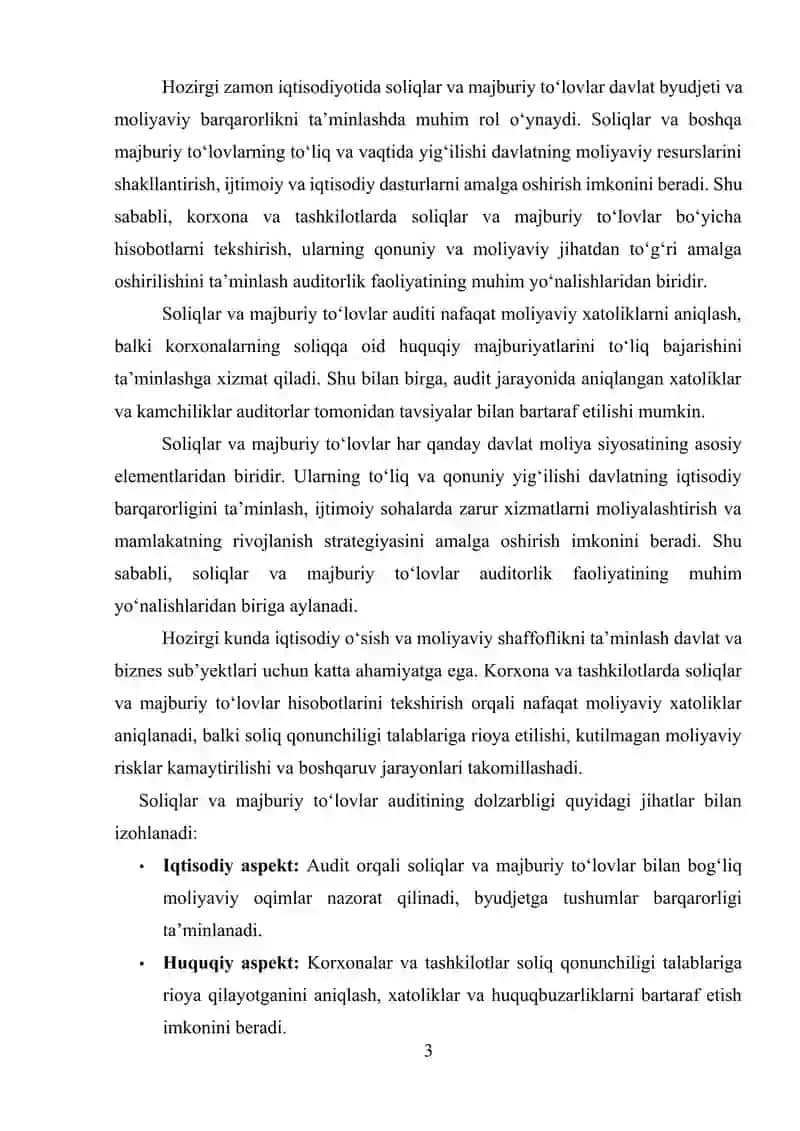 SOLIQLAR VA MAJBURIY TO'LOVLAR AUDITI 3
