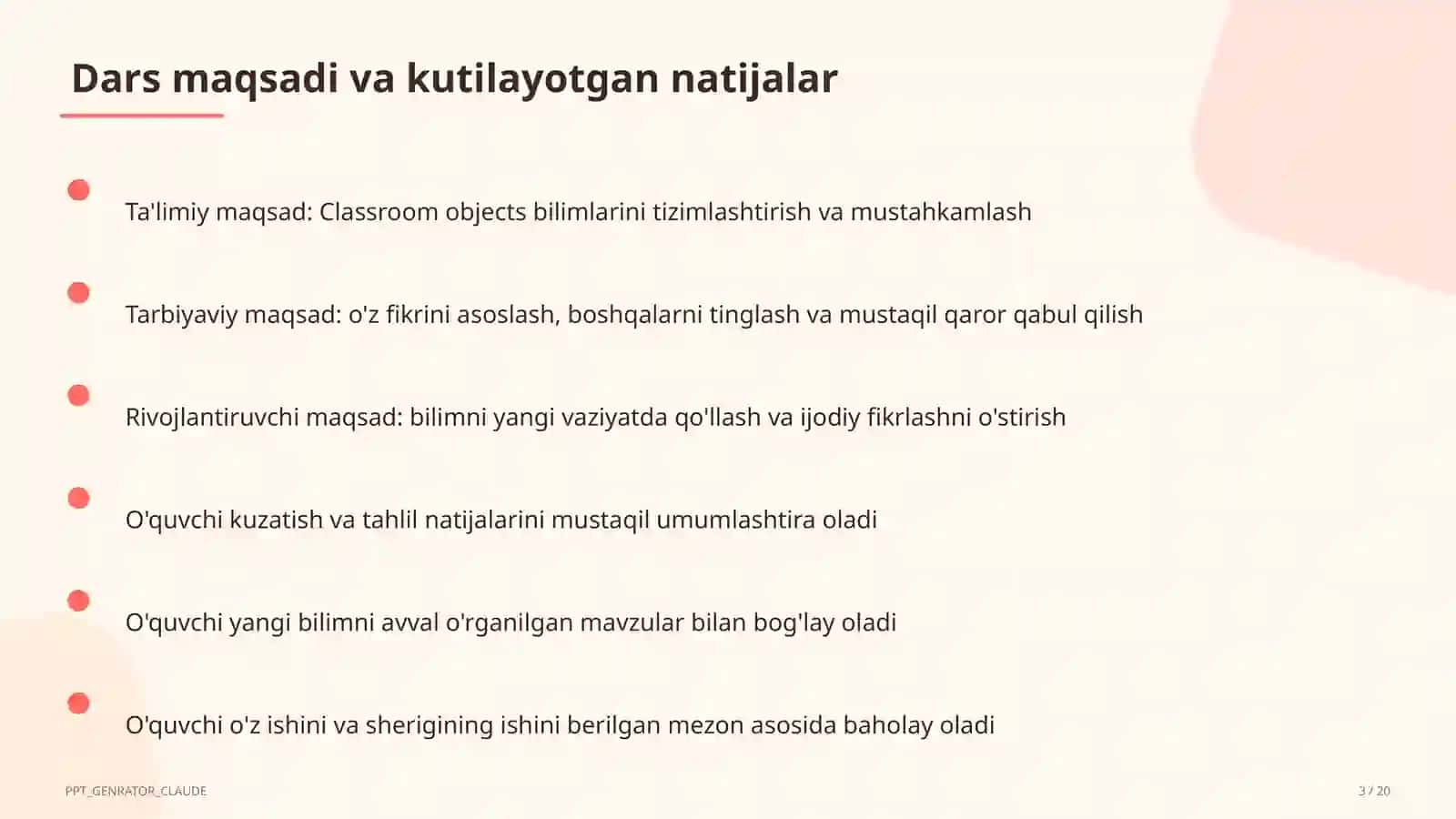 Classroom objects (2-sinf) 3