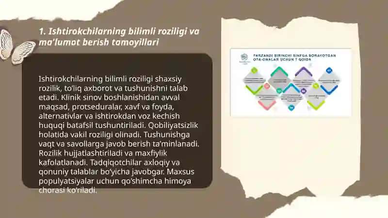 Klinik sinovlar òtkazish etik tamoyillari, me'yorlari 3