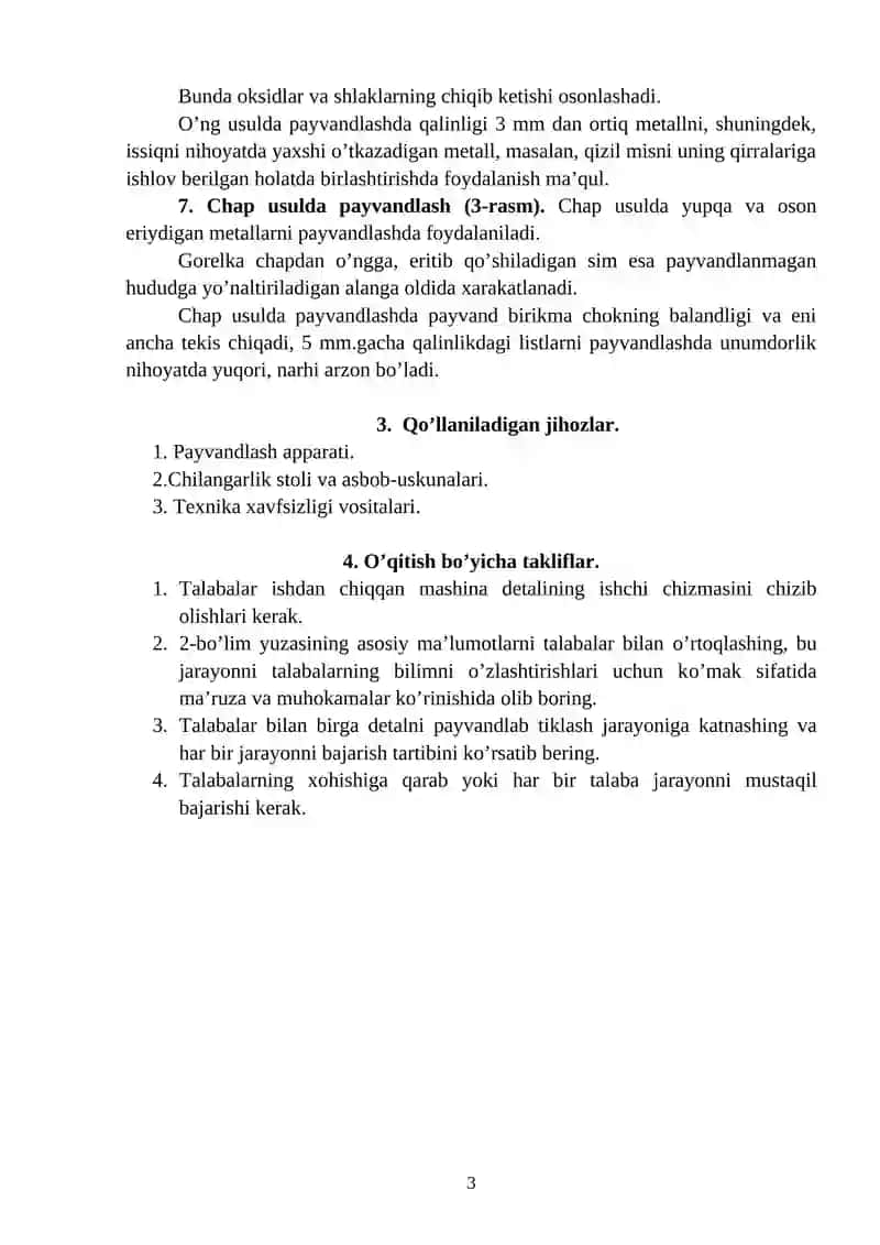 LABORATORIYA ISHI DETALLARNI GAZ ALANGASI YORDAMIDA PAYVANDLAB TIKLASH 3
