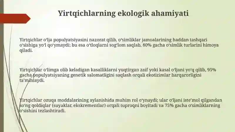 Yirtqichlarning ekologik ahamiyati 3