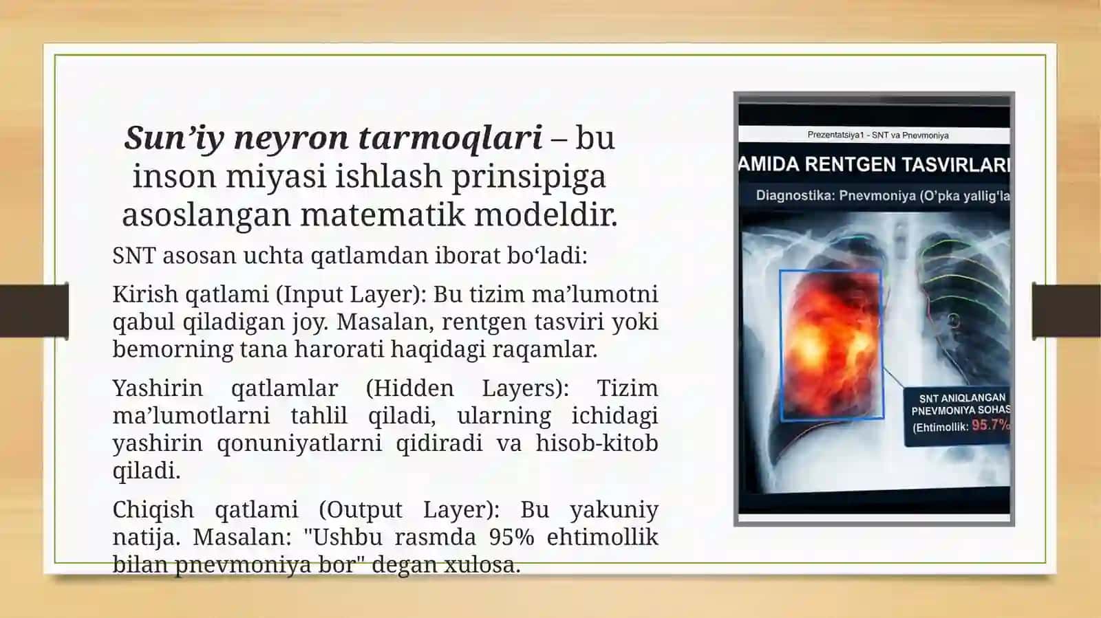 TIBBIYOTDA SUN’IY NEYRON TARMOQLARNI QO‘LLASH VA ULARNING ISTIQBOLLARI 3