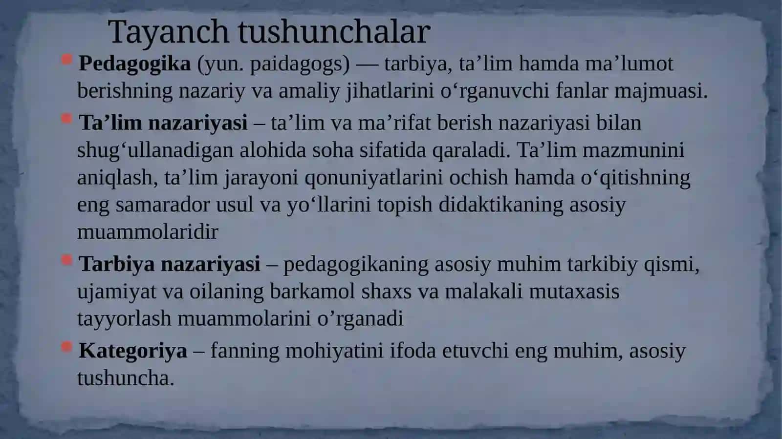 1-MAVZU:O‘ZBEKISTON RESPUBLIKASIDA TA’LIM TIZIMINI RIVOJLANTIRISHNING KONTSEPTUAL ASOSLARI. 3