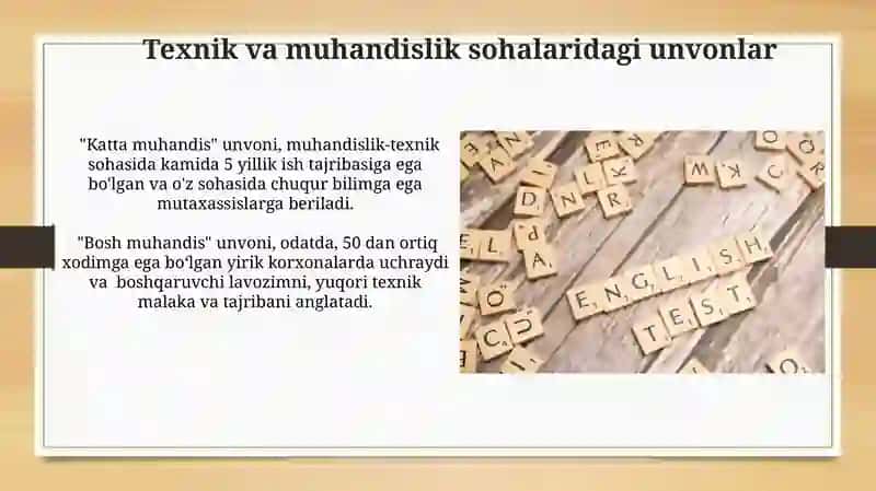 Texnik va muhandislik sohalaridagi unvonlar 3