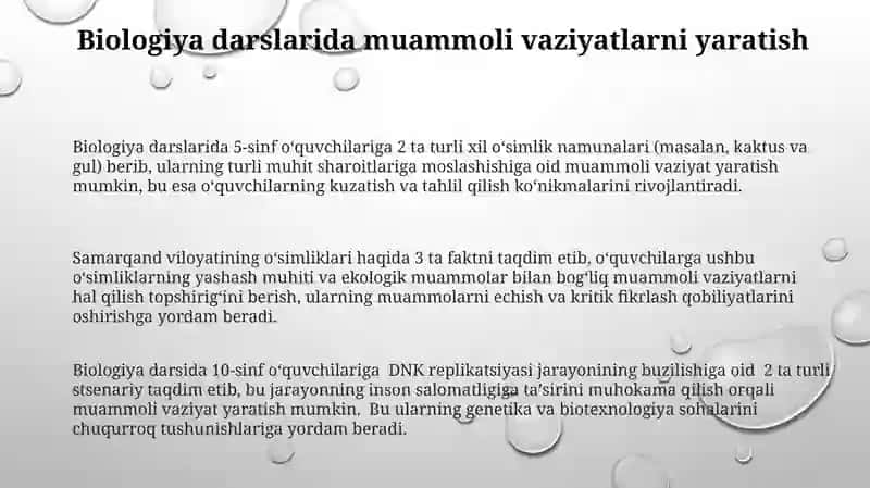 Biologiya darslarida noanʼanaviy usullarni qoʻllash metodologiyasi 3