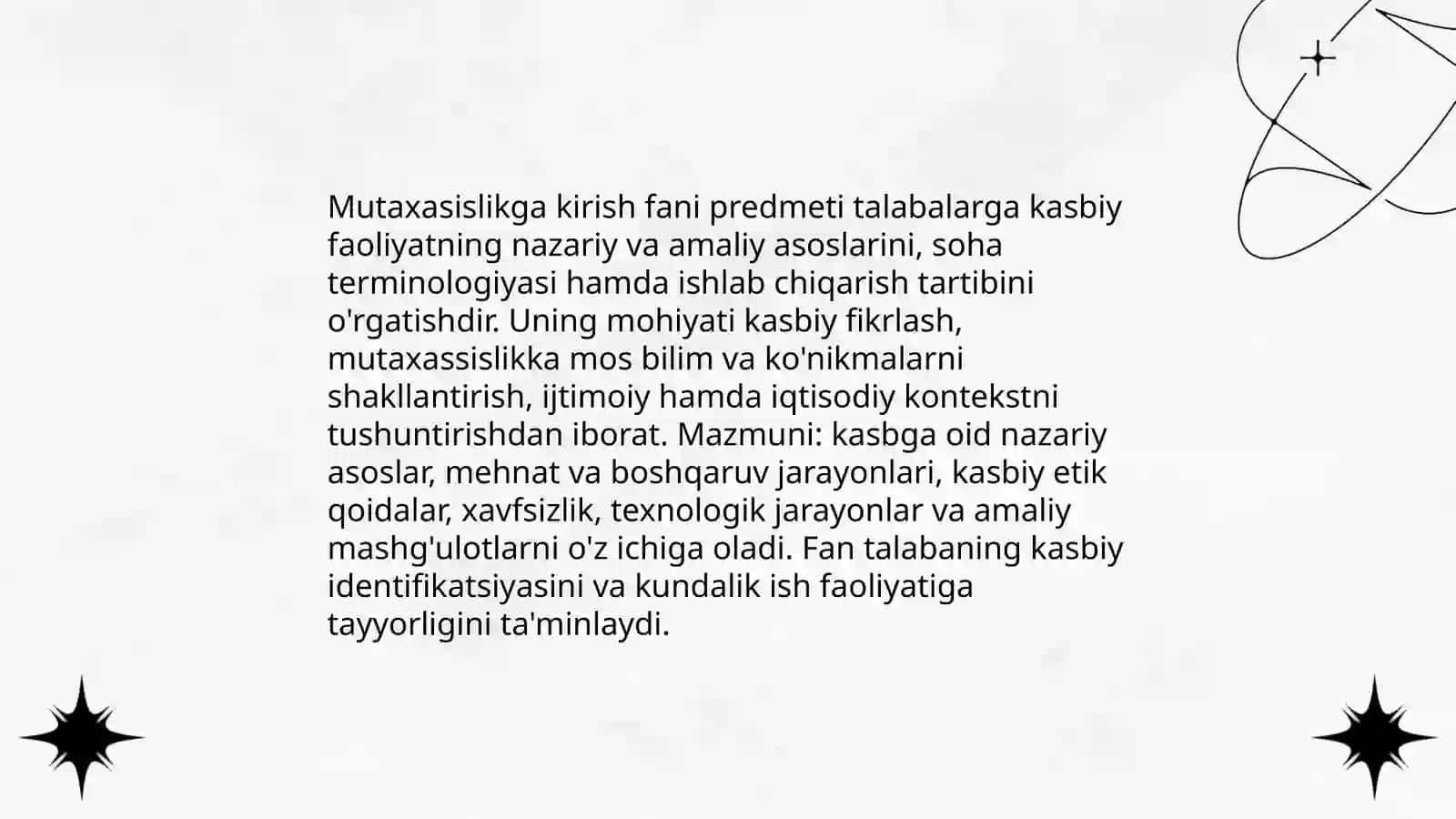 Mutaxasislikga kirish fanining predmeti maqsadi va vazifalari 3