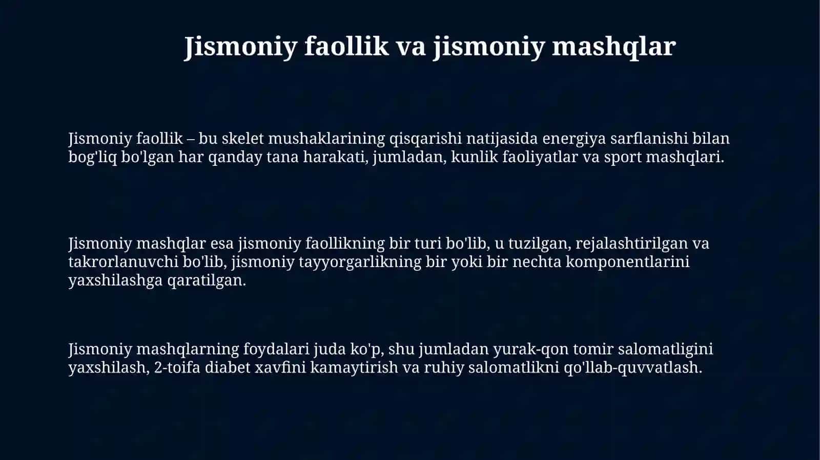 Jismoniy faollik va jismoniy mashqlar 3