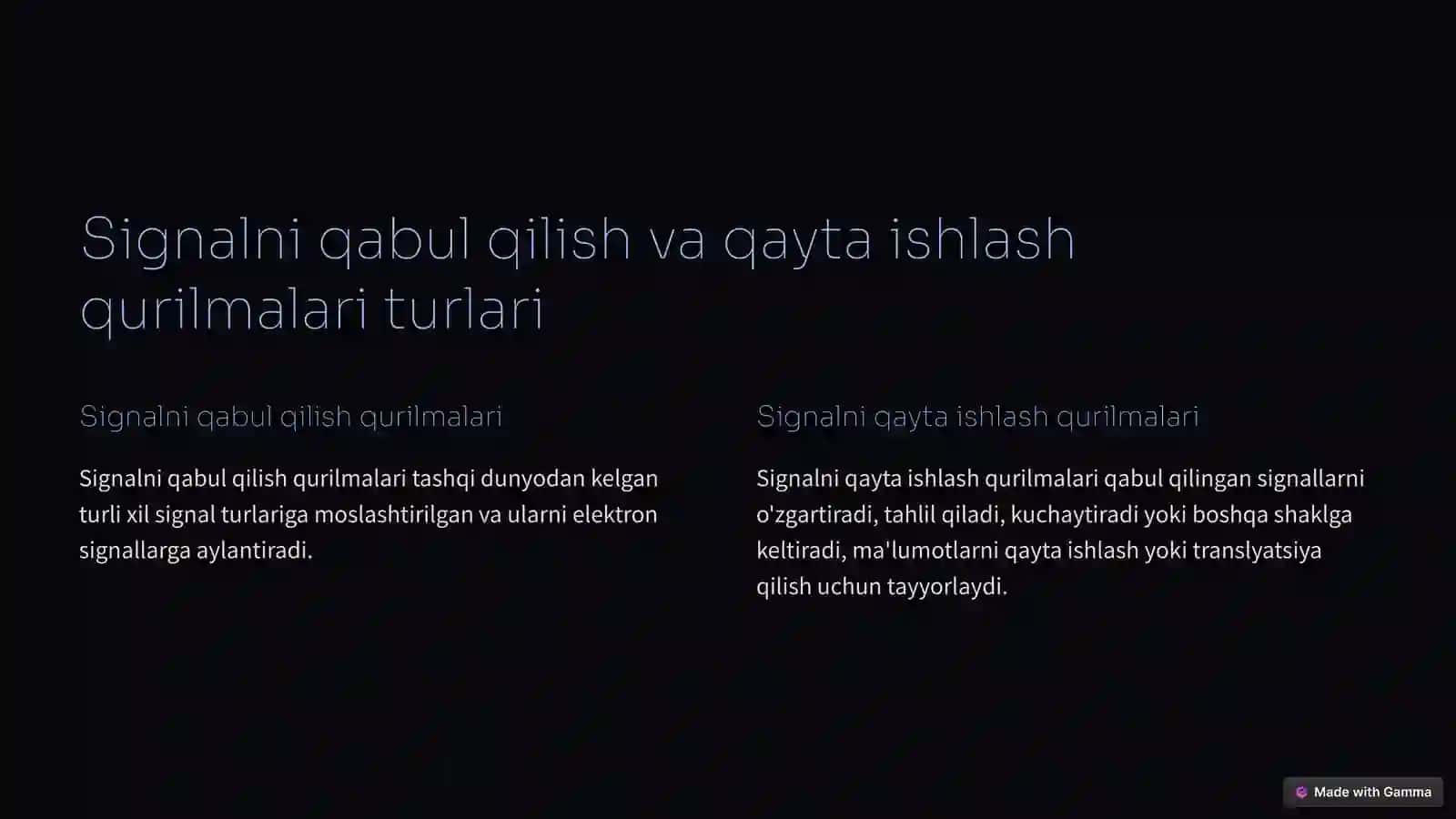 Signalni qabul qilish va qayta ishlash qurilmalari 3
