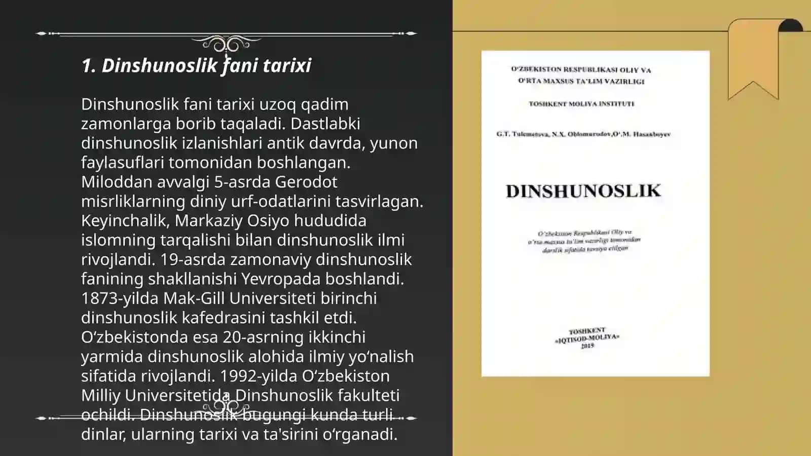 Dinshunoslik fani maqsad va vazifalari 3