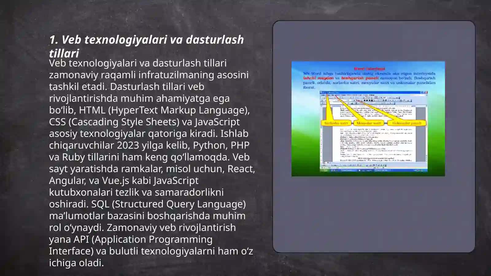 Veb texnologiyalari va dasturlash tillari 3