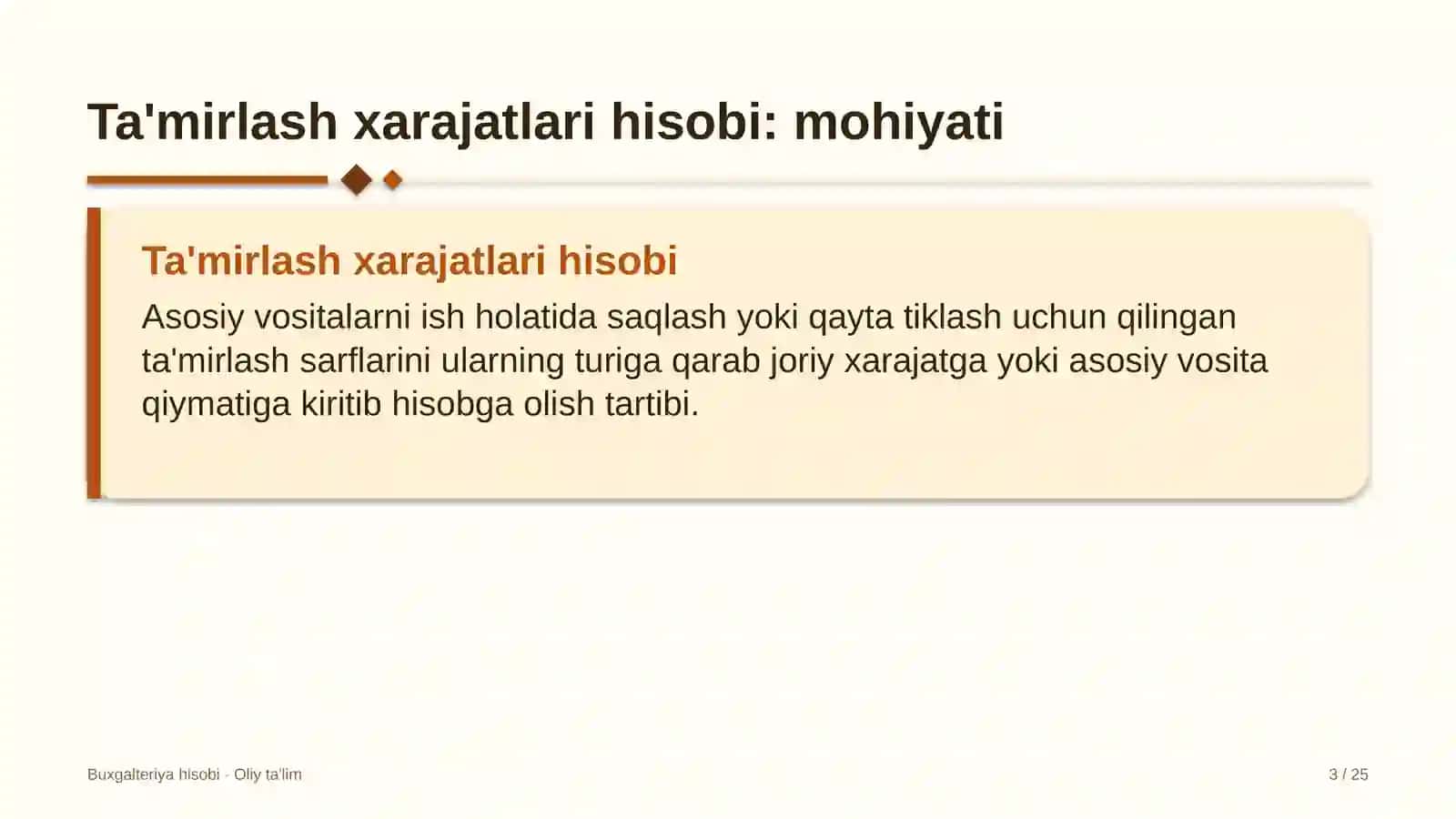 Avtomobil bozorlarida ta'mirlash xarajatlari hisobi 3