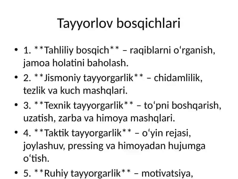 Jamoani musobaqaga tayyorlash va uni o‘yinda boshqarish 3