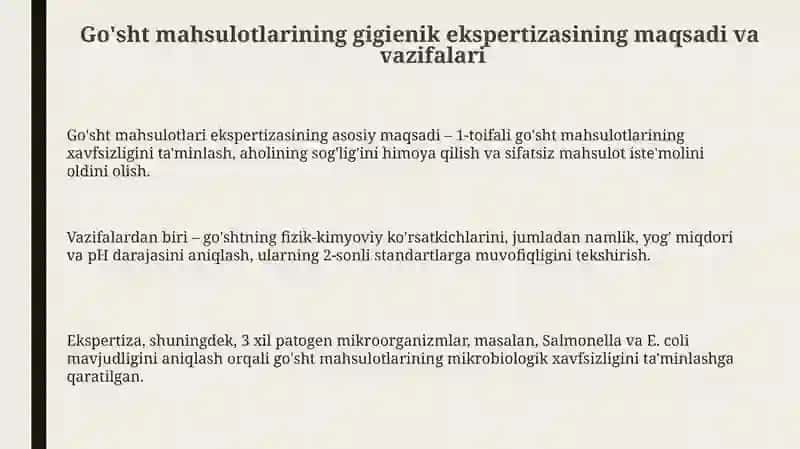 Go'sht mahsulotlarining gigienik ekspertizasi 3
