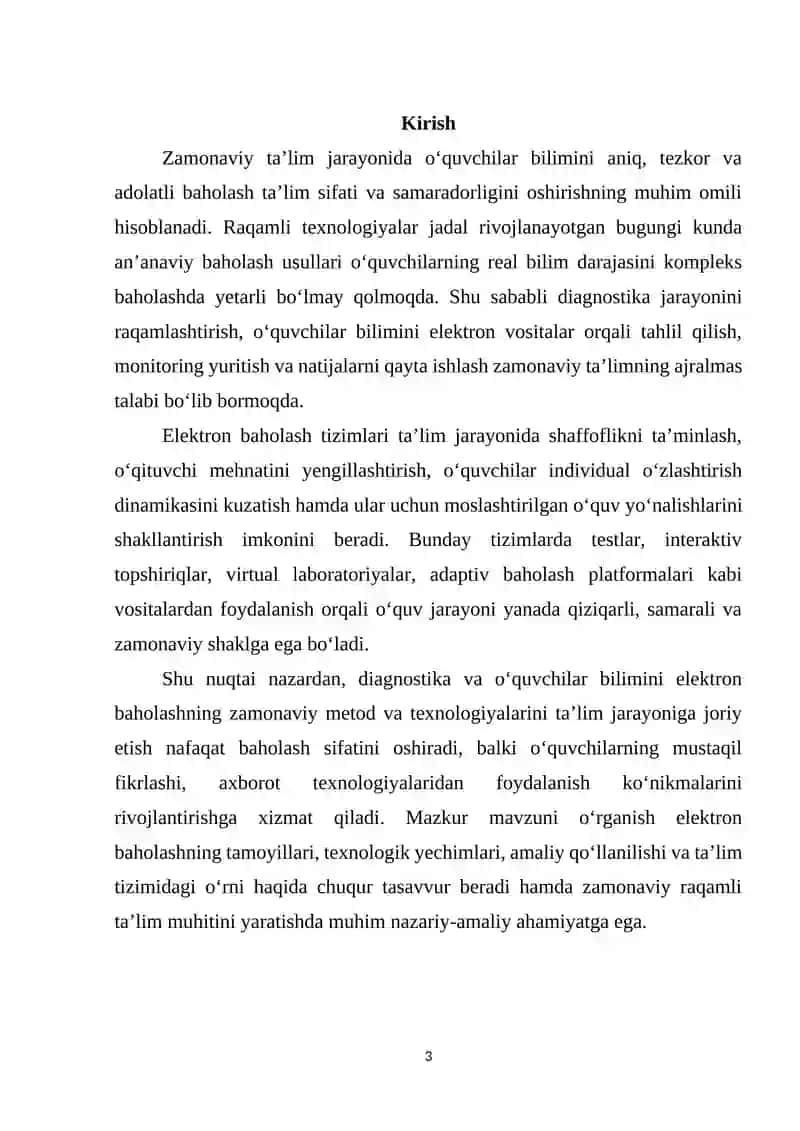 Diagnostika va o‘quvchilar bilimini elektron baholashning zamonaviy metod va texnalogiyalarini joriy etishi 3