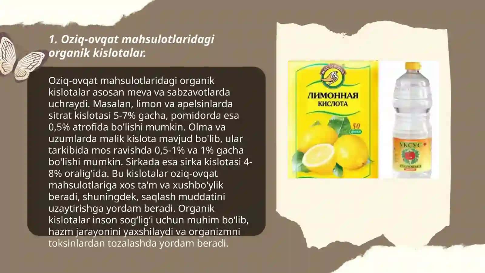 Oziq-ovqat tarkibidagi kislotalar va ularning texnologik ahamiyati 3