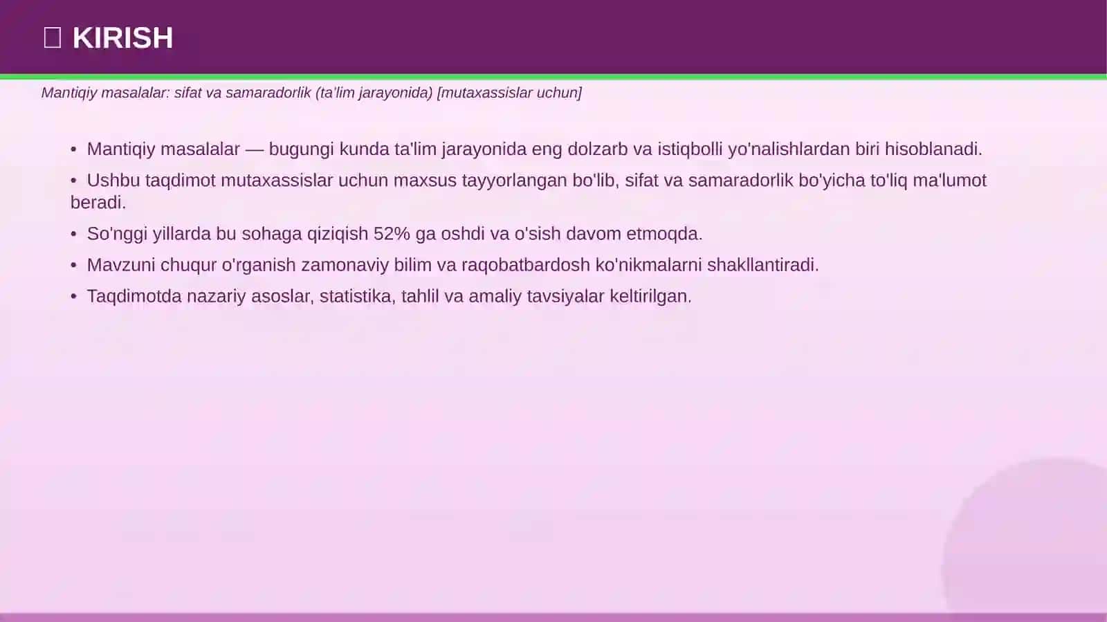 Mantiqiy masalalar: sifat va samaradorlik (ta'lim jarayonida) 3