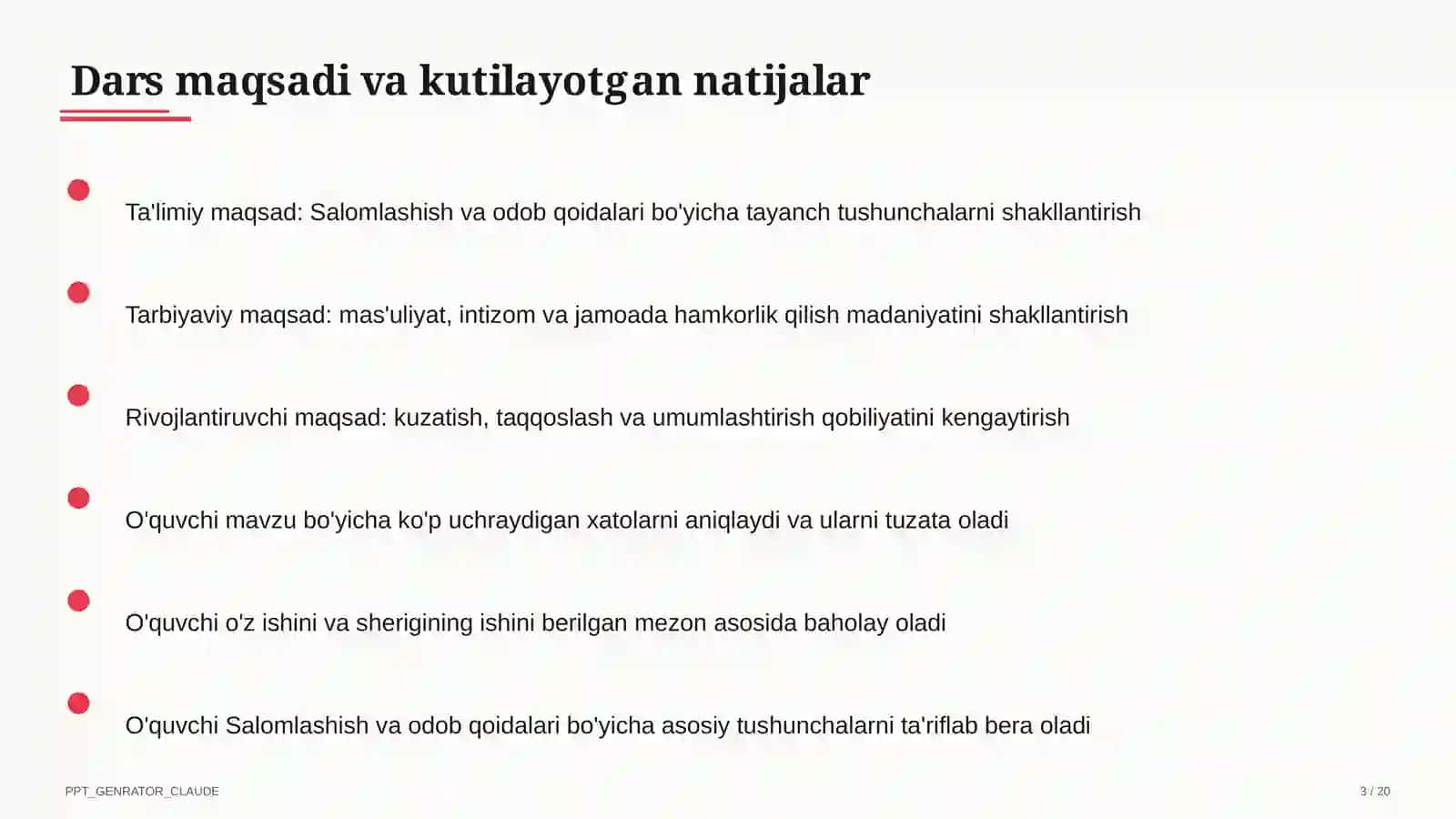 Salomlashish va odob qoidalari (1-sinf) 3