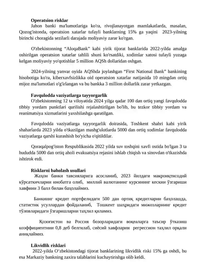 Tijorat banklari risklari va ularni boshqarish usullari 3