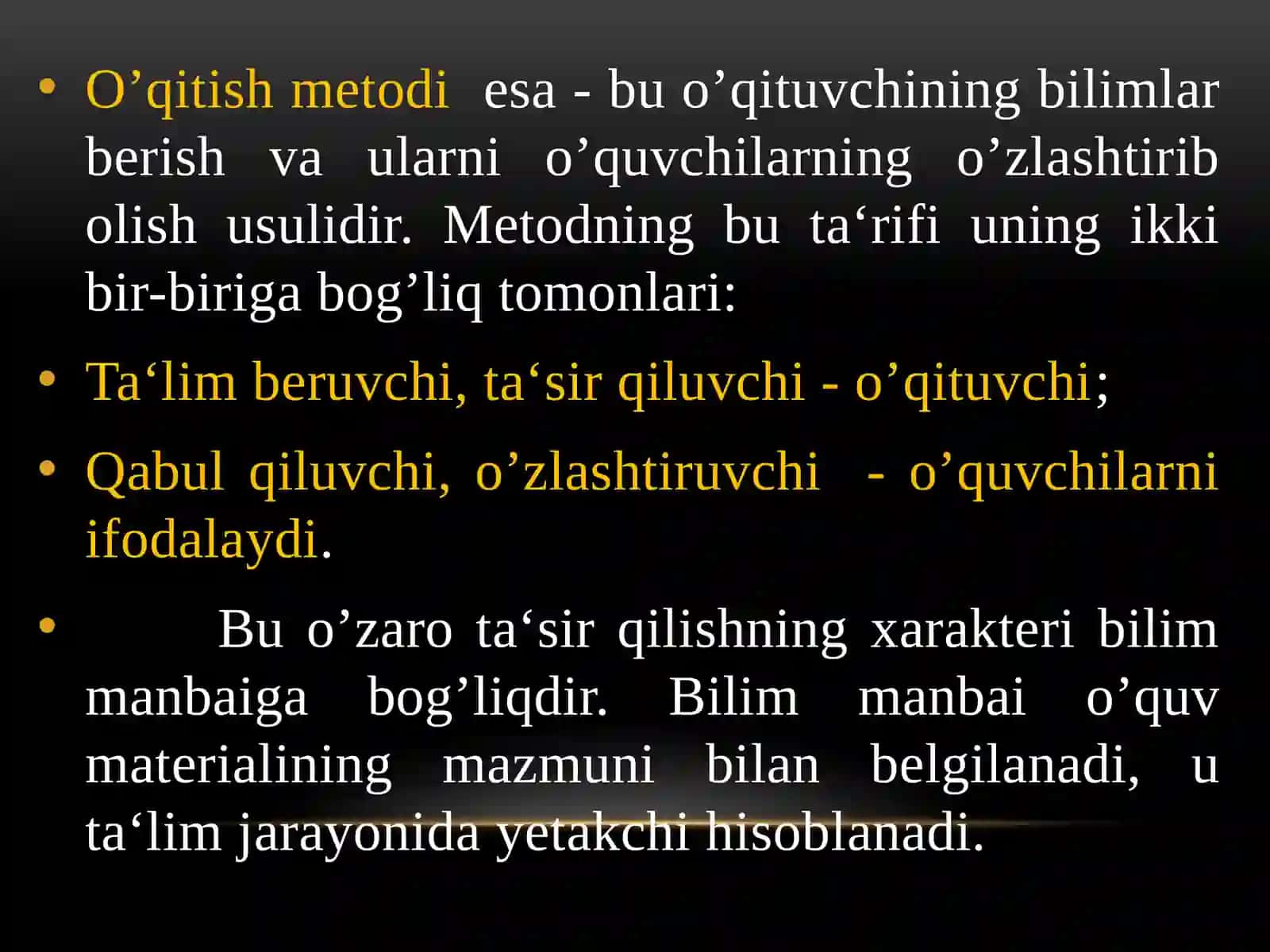 Metodlar klassifikatsiyasi. O’qitishning o’zaki va ko’rgazmali metodlari 3