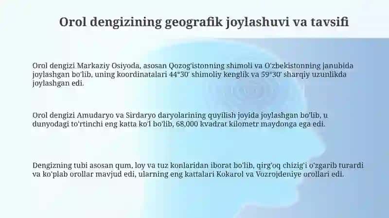 Orol muammosi bo'yicha qo'shimcha ma'lumot to'plash 3