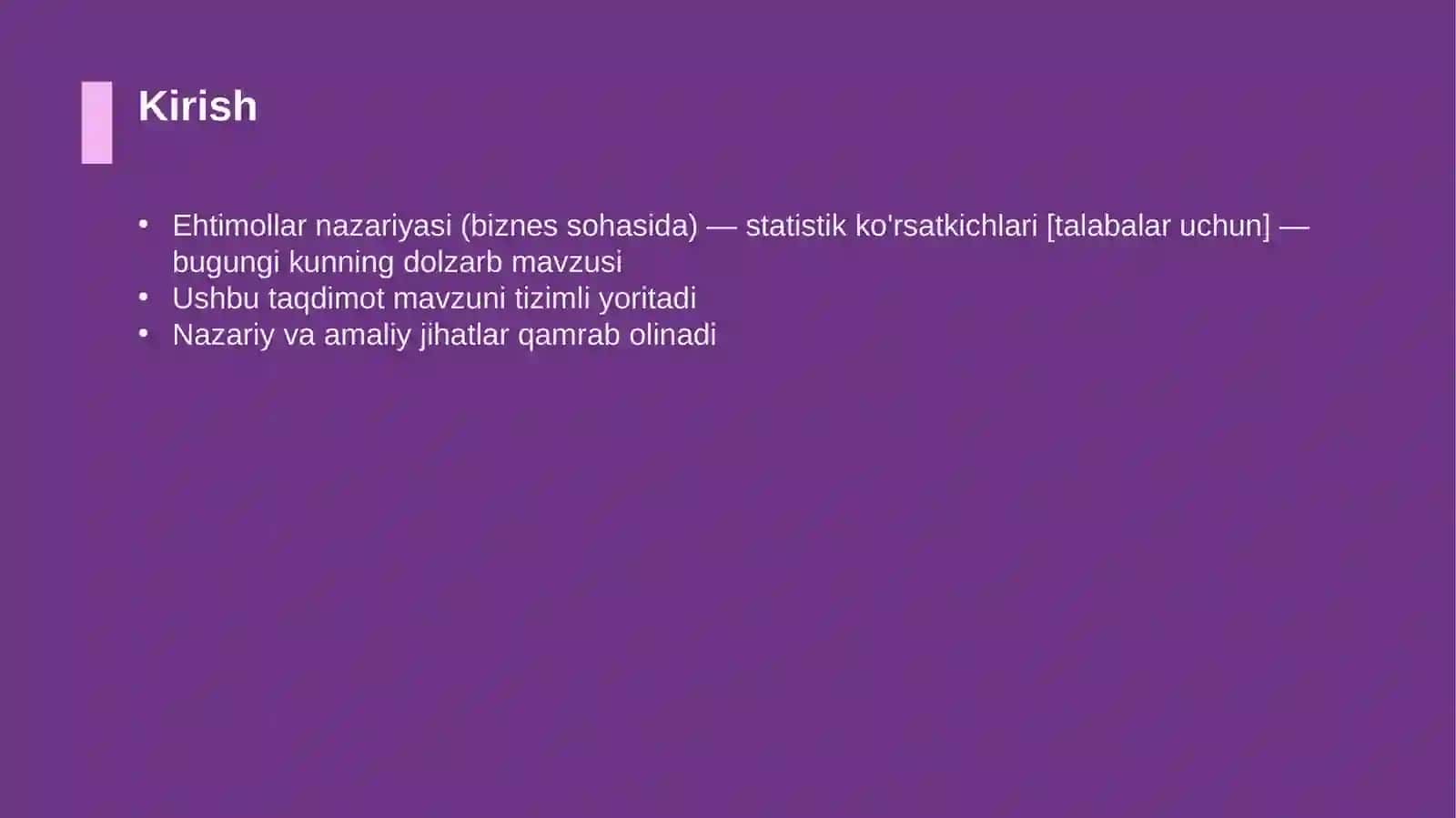 Ehtimollar nazariyasi (biznes sohasida) — statistik ko'rsatkichlari [talabalar uchun] 3