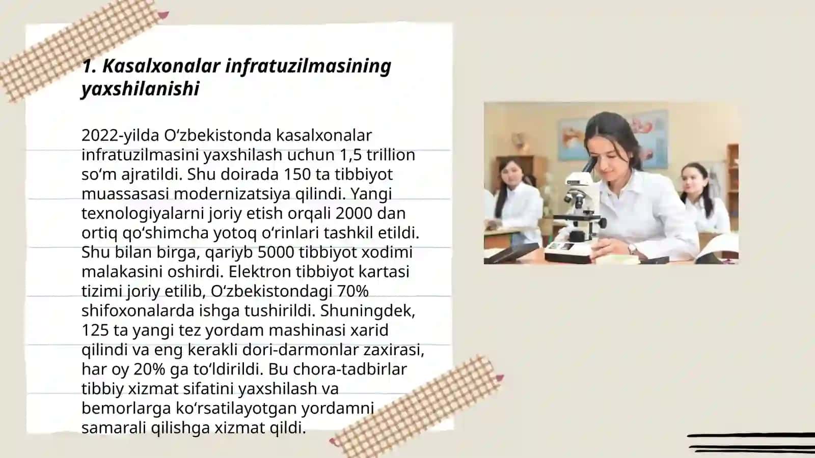 Mustaqillik yillarida Qoraqalpogʻiston Respublikasi tibbiyoti erishgan yutuqlar 3