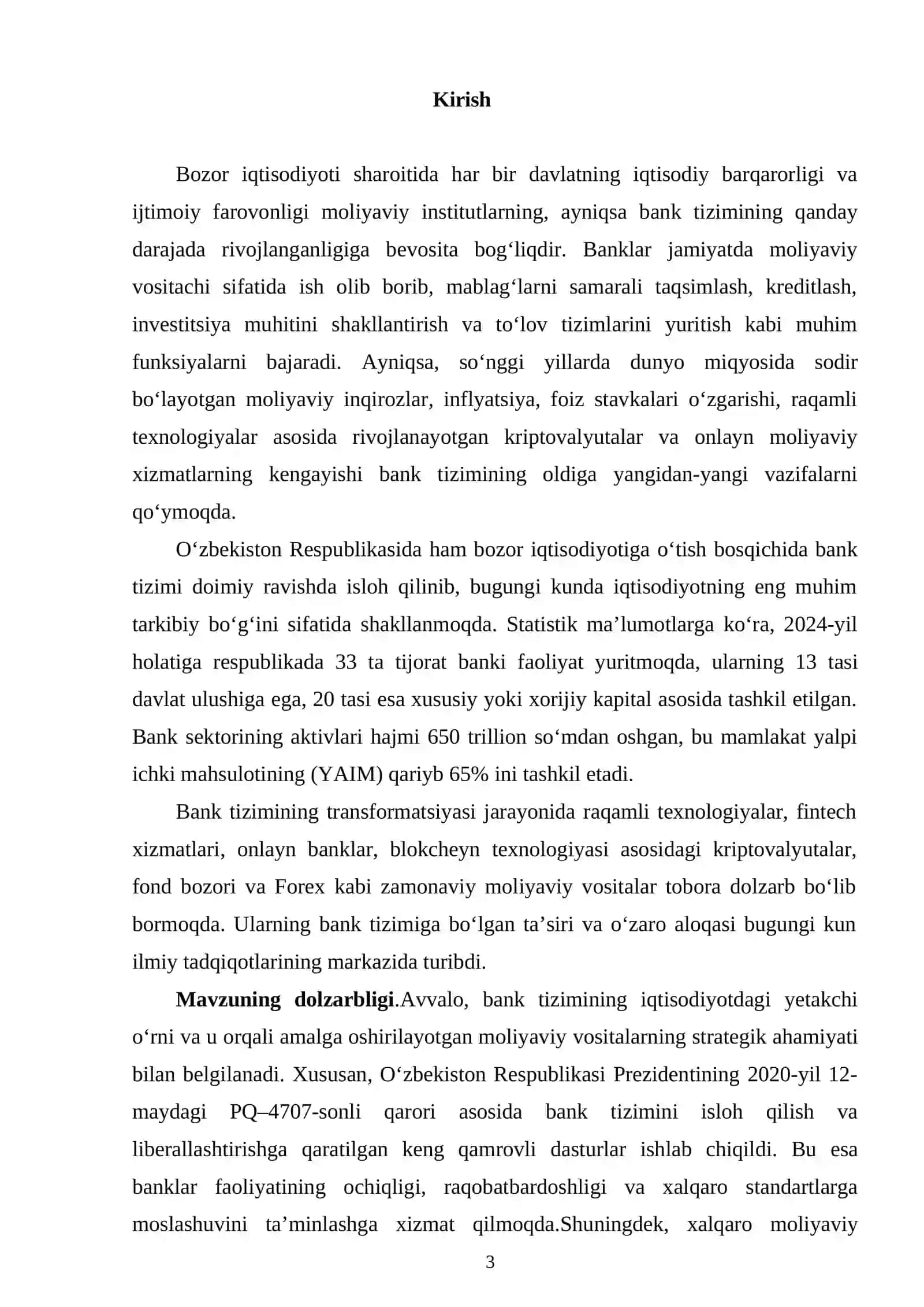 Bank tizimi,uning tuzilishi va funksiyalari hamda iqtisodiyotni barqarorlashtirish yo‘nalishlari 3