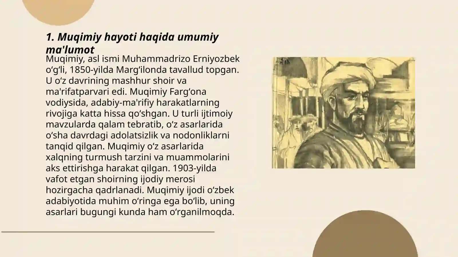 Muqimiy hayoti va ijodi 3