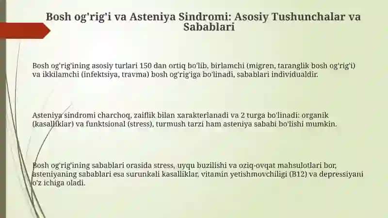 Bosh og'riqlari va astenik sindromida farmasevtik yordam tamoyillari 3