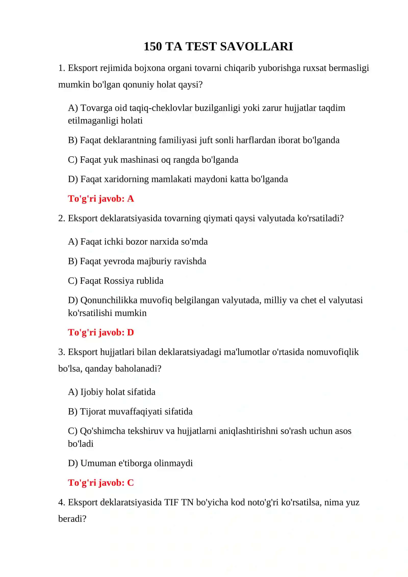IMPORT TOVARLARI BOJXONA TESTLARI 3