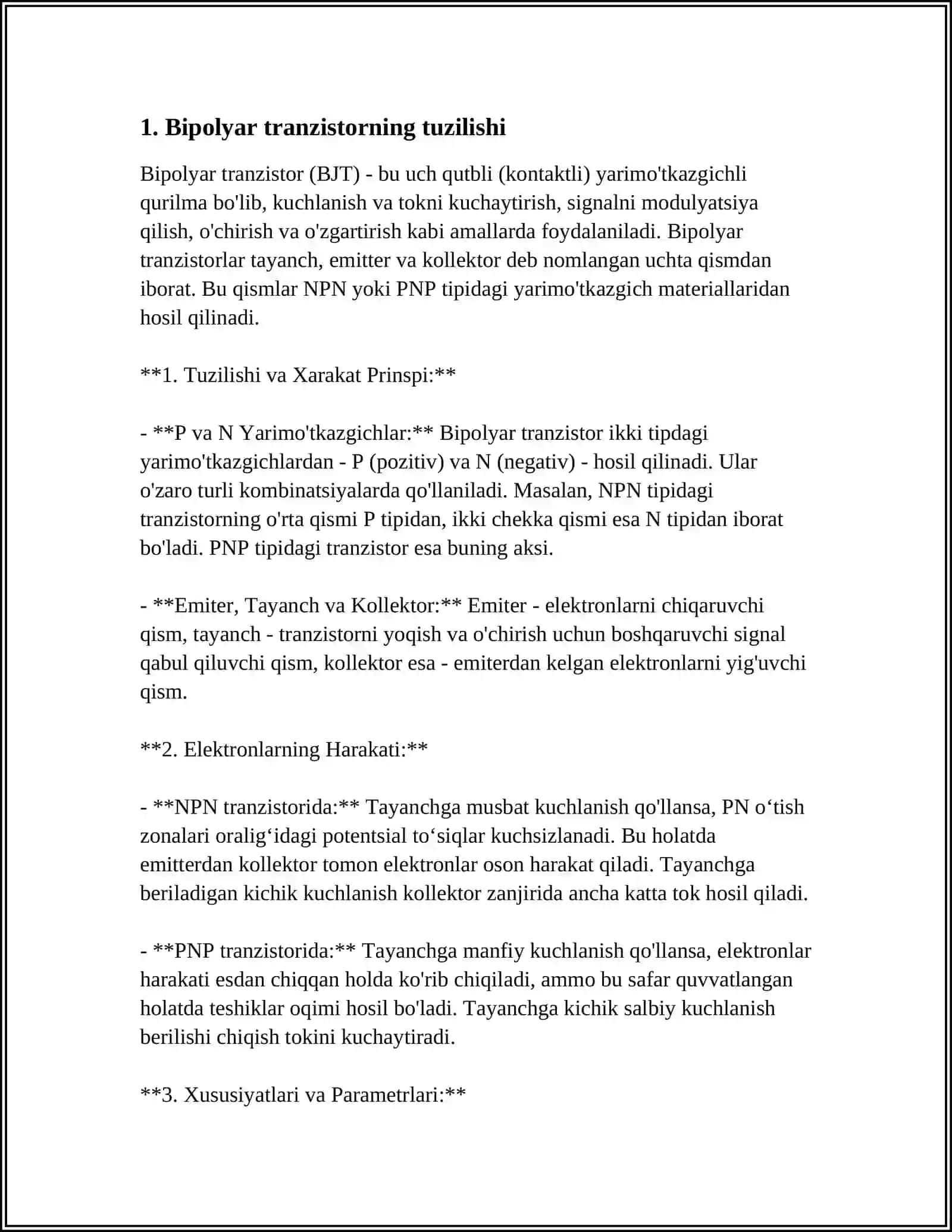 Bipolyar tranzistorlarning ISHLASH PRINSIPI 3