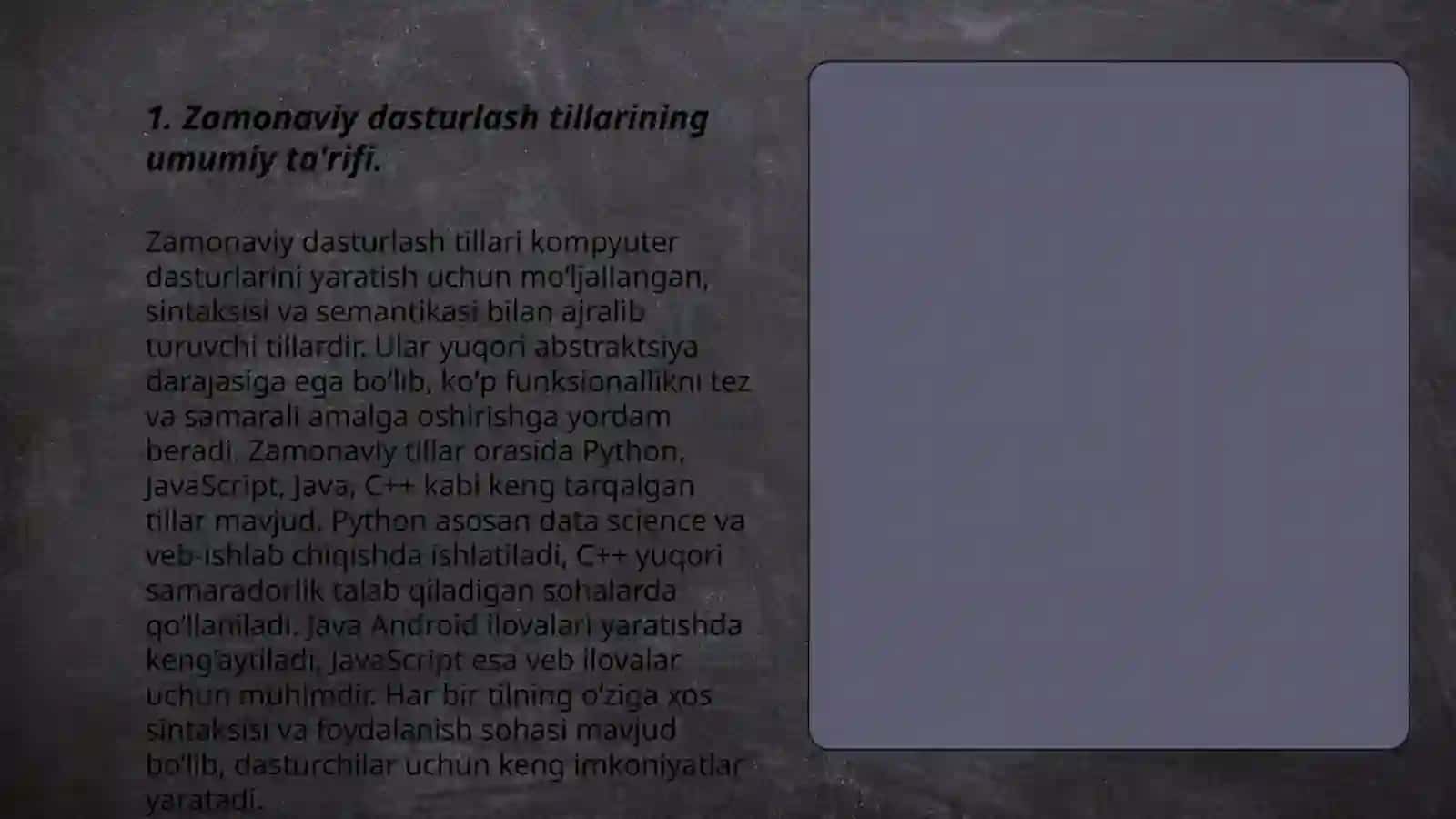 Zamonaviy dasturlash tillari tahlili 3