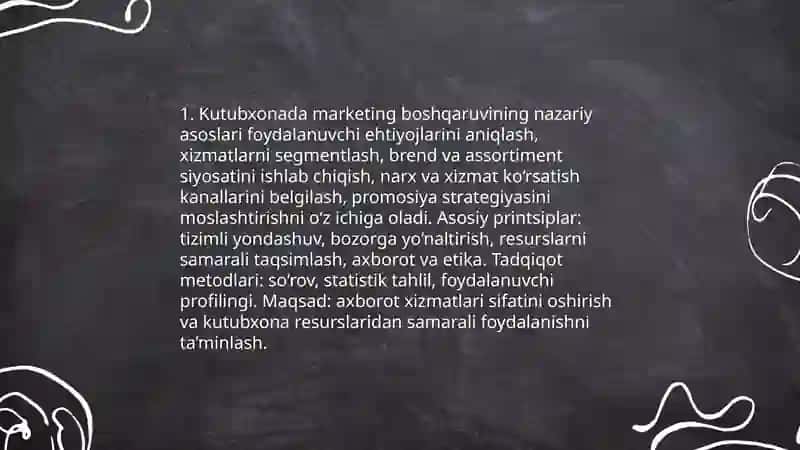 Kutubxona axborot faoliyatida marketing boshqaruvining asosiy jihatlari 3