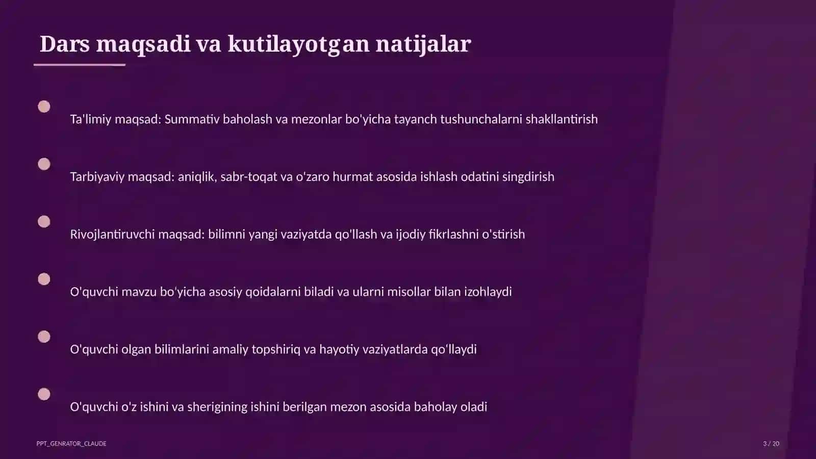 Summativ baholash va mezonlar 3