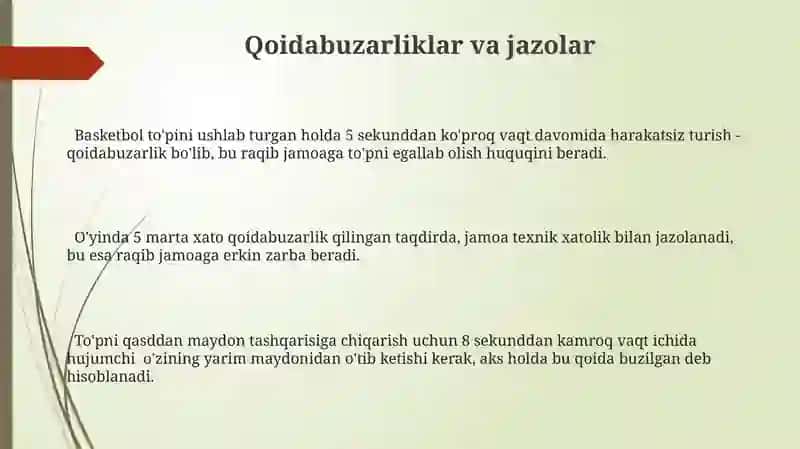 Sport oʻyinlari basketbol oʻyini qoidalari 3