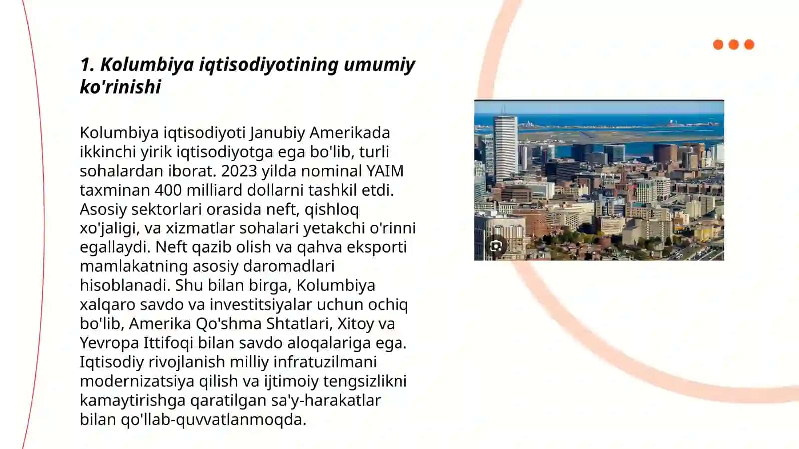 Columbiya Iqtisodiyoti yalpi ichki mahsuloti 3