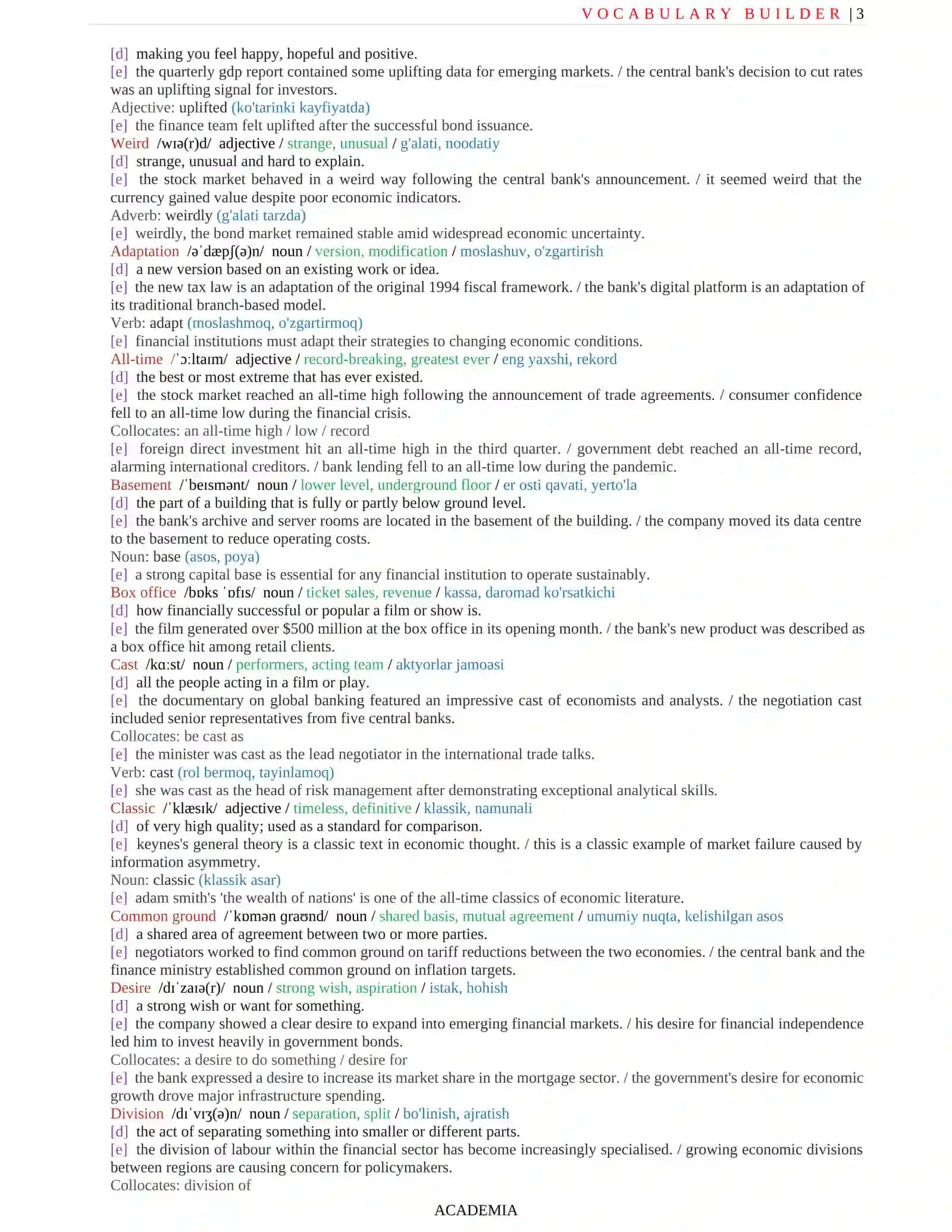 OUTCOMES' VOCABULARY BUILDER IN NEW FORMAT 3