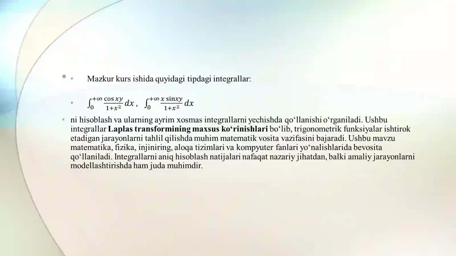 Trigonometrik funksiyalar va integrallar 3