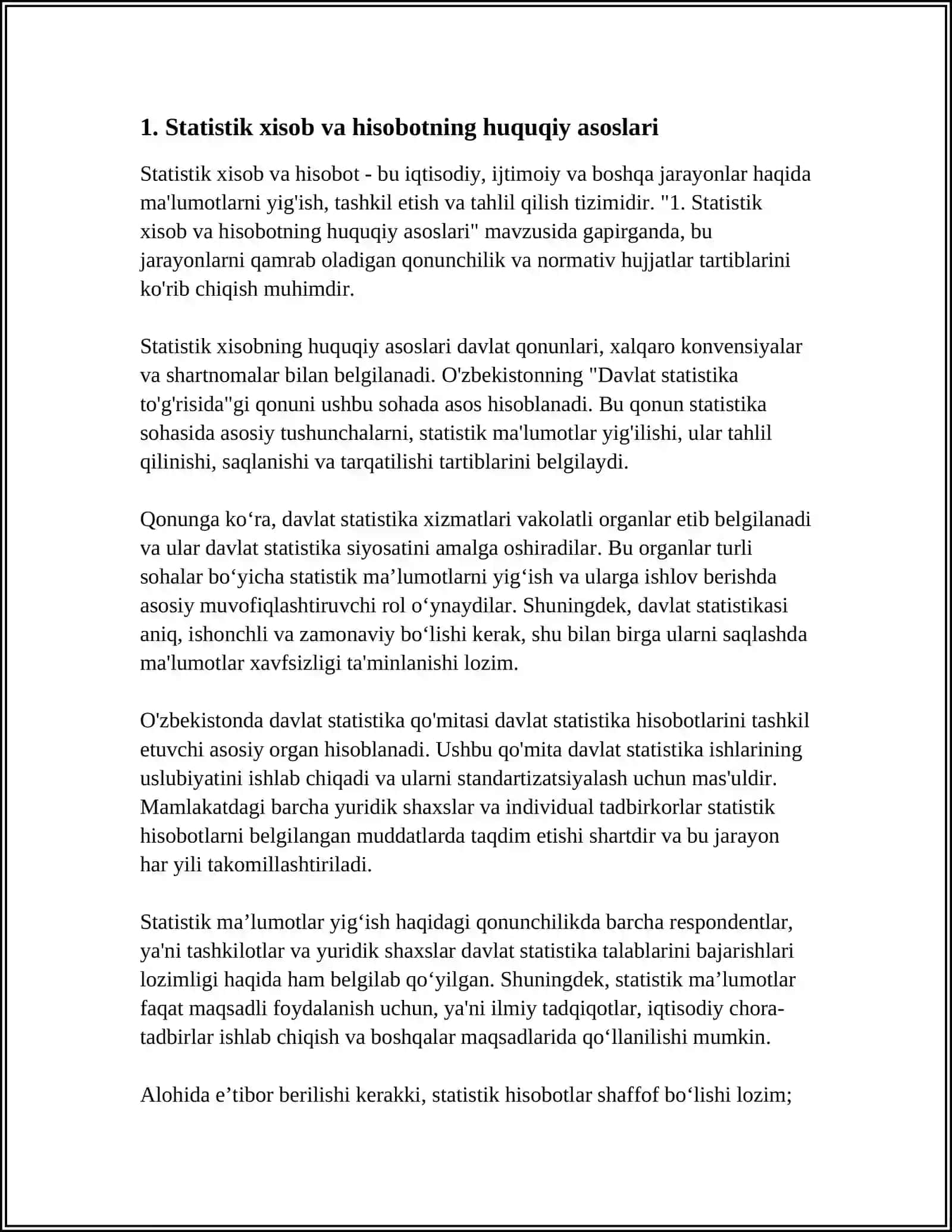 STATISTIK XISOB VA XISOBOTNI TASHKIL ETISH 3