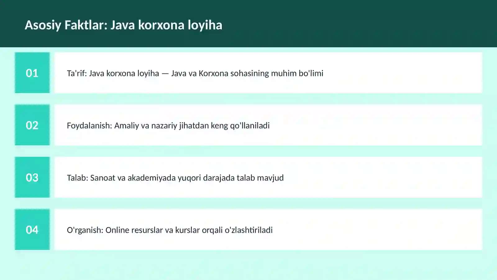 DASTURLASH | JAVA VA KORXONA 3