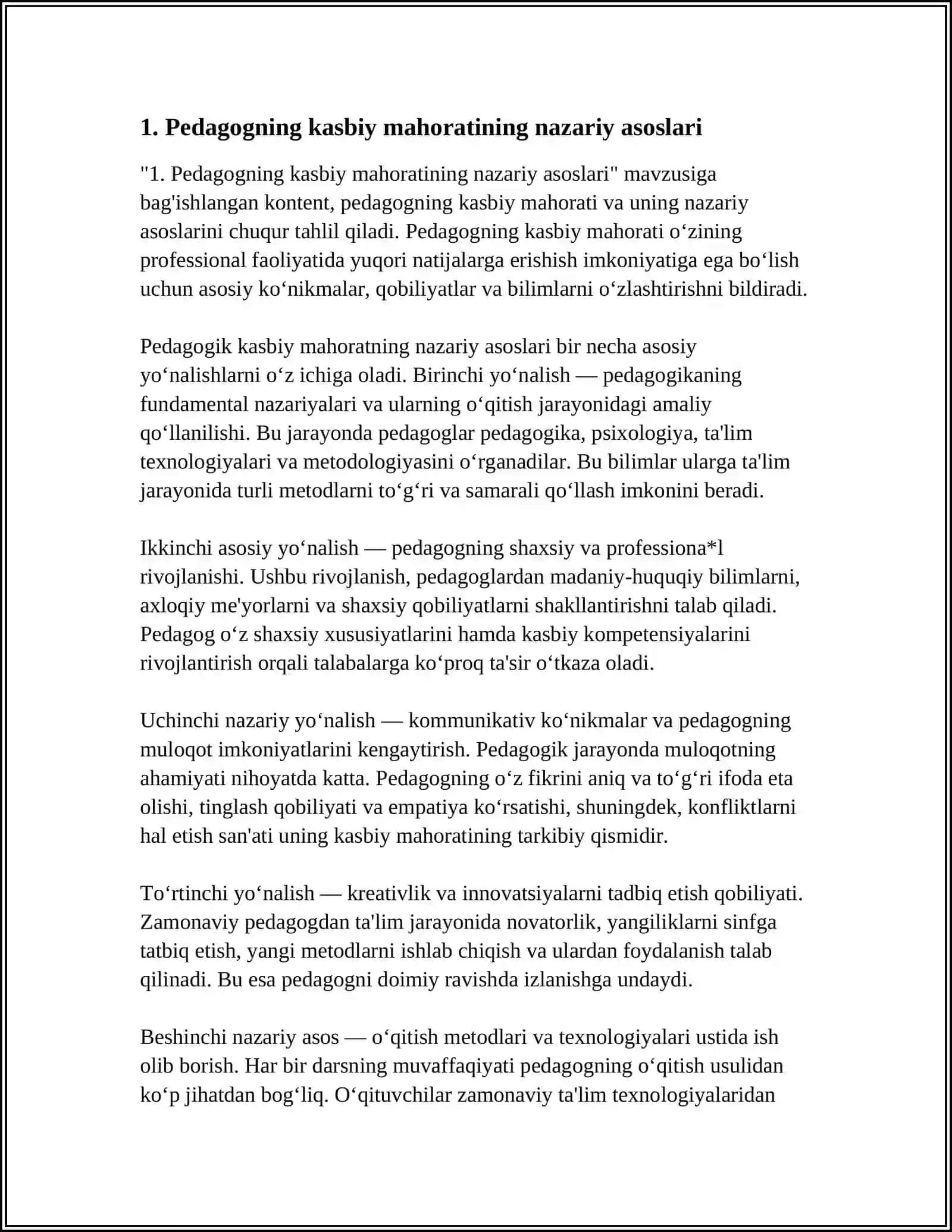 PEDAGOGNING KASBIY MAHORATI PEDAGOGIK IMKONIYATLARI VA ULARNING TARKIBIY ASOSLARI 3