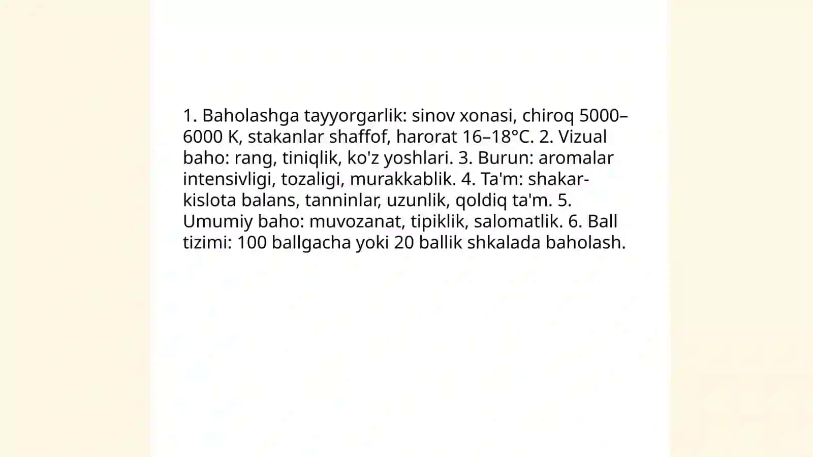 Uzumdan tayyorlangan vinoning sifat kòrsatkichlarini tahlil qilish 3