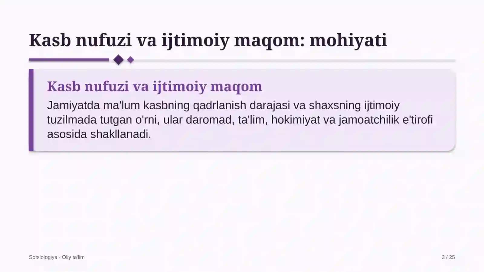 yuqori tezlikdagi temir yo'l qatnovida kasb nufuzi va ijtimoiy maqom 6136 3