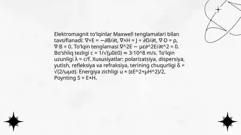 Eliktromagnet to'lqinlar va ularning metallurgiya va metrologiyada qo'llanishi 3
