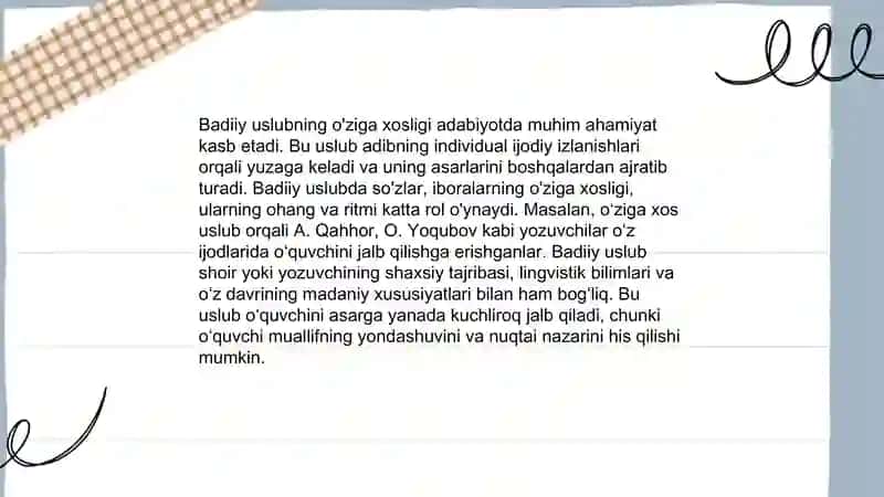 Badiiy asar tilining xususiyatlari 3