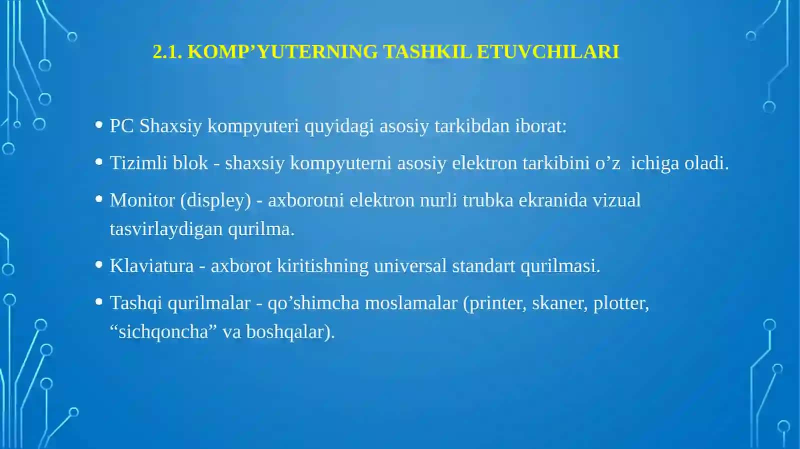 KOMP`YUTER TEXNIKASI ASOSLARI 3