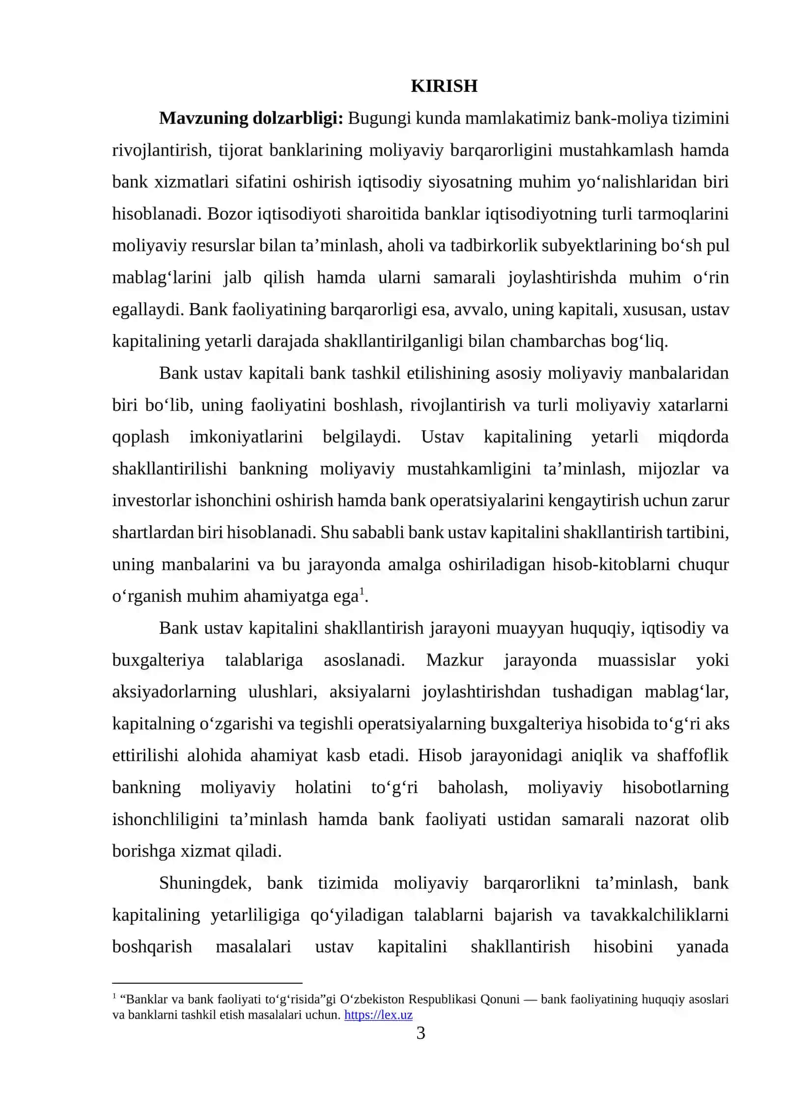 Bank ustav kapitalni shaklantirish hisobi. 3