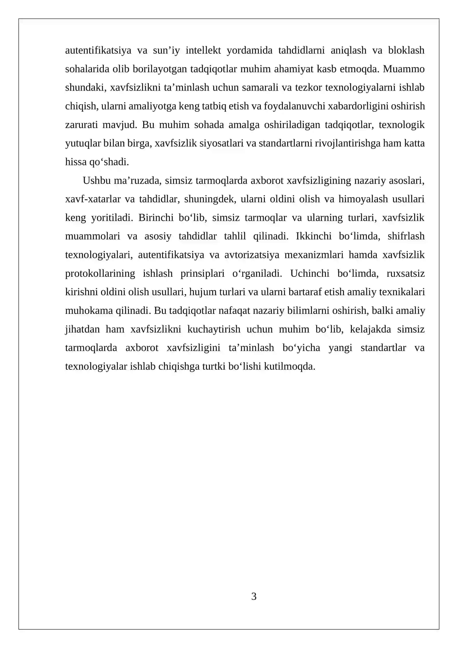 SIMSIZ TARMOQLARDA AXBOROT XAVFSIZLIGINI TAʼMINLASH VA RUXSATSIZ KIRISHNI OLDINI OLISH 3