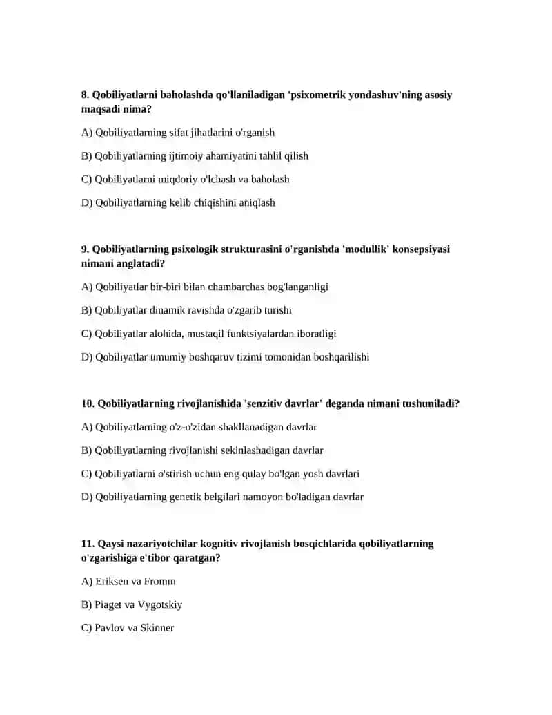 Qobiliyatlarning psixologik strukturasi 3