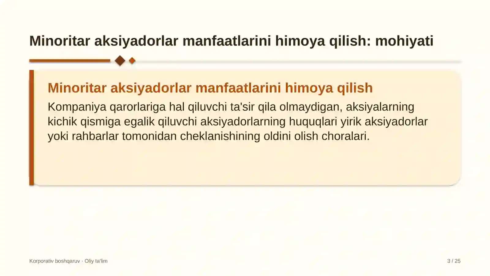 Arxitektura byurolarida minoritar aksiyadorlar manfaatlarini himoya qilish 3